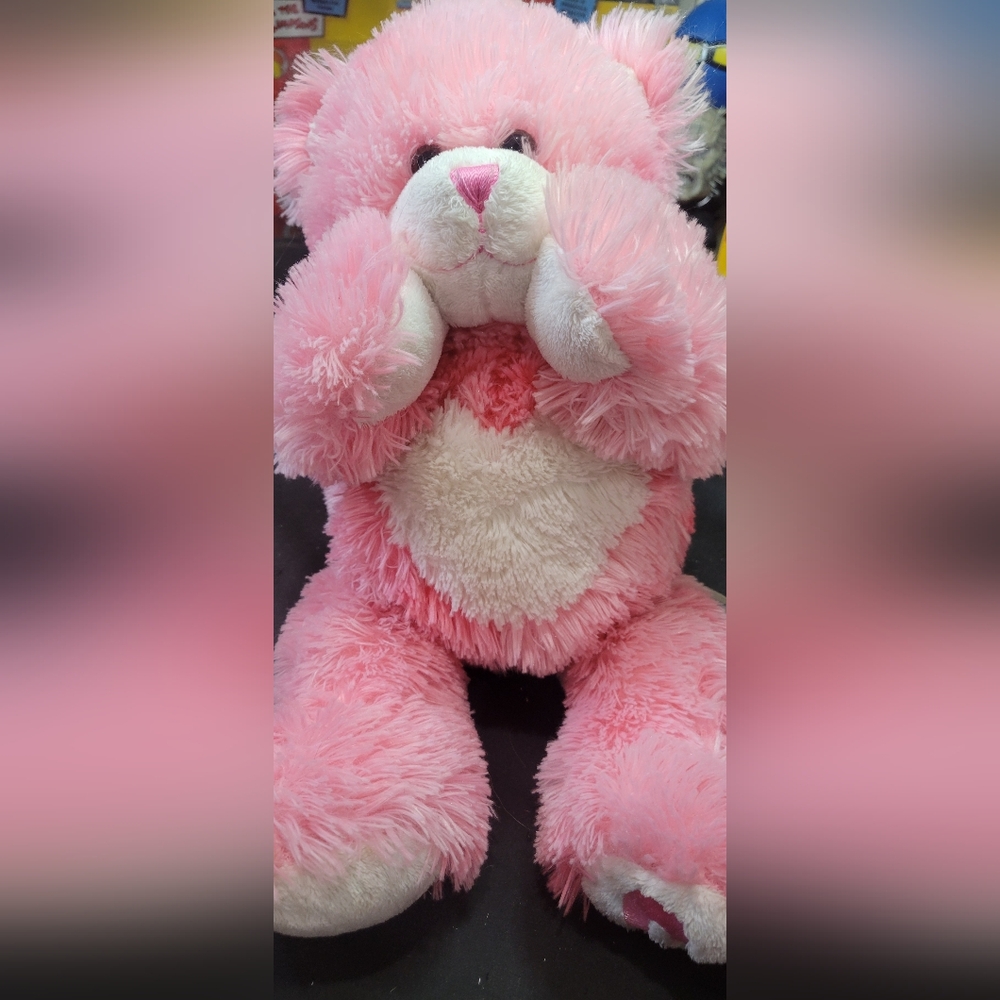 Build a bear pink teddy bear love you magnetic paws cute soft Heart On Chest